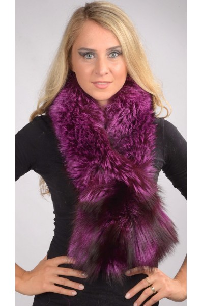 Violet Fox Fur Scarf Real Stylish Women s Fur Scarves 